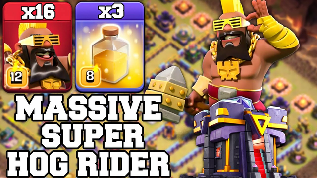Massive 16 Super Hog Rider Attack Strategy - Best Th15 Attack Strategy 2023 Clash OF Clans
