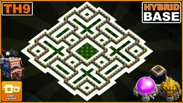 NEW BEST! TH9 Base 2023 with COPY LINK | COC Town Hall 9 Hybrid/Trophy Base Design