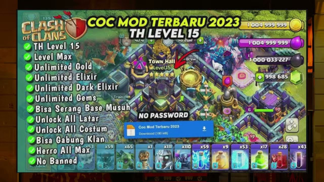 CLASH OF CLANS MOD APK DOWNLOAD UNLIMITED EVERYTHING FOR PC & CLASH OF CLANS MOD MONEY ANDROID 2023