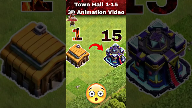 town hall 1-15  3d animation || max town hall || coc | clash of clans || #shorts #clashofclans
