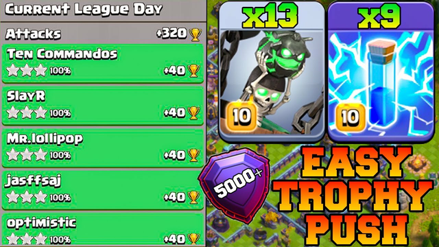 TH15 Trophy Push Attack With New Lavaloon & Zap Spell !! Th15 Attack Strategy - Clash Of Clans