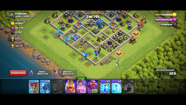 Attack on Townhall 12 using TH11 troops .. Clash of Clans (COC)