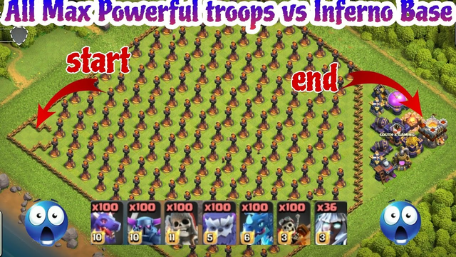 MAX POWERFUL TROOPS VS INFERNO BASE // CLASH OF CLANS