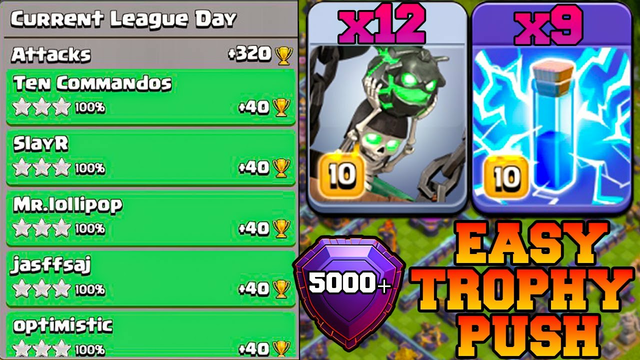 TH15 Trophy Push Attack With New Lavaloon & Zap Spell !! Th15 Attack Strategy - Clash Of Clans