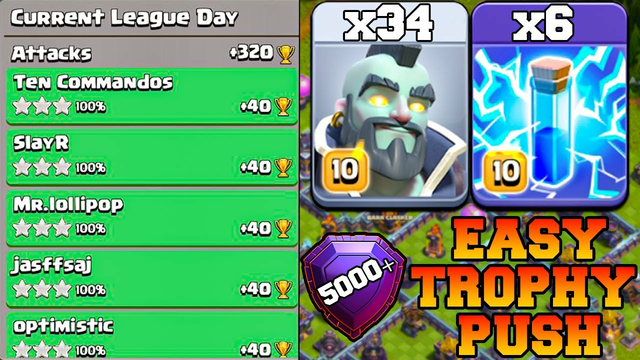 TH15 Trophy Push Attack With New Hog & Zap Spell !! Th15 Attack Strategy   Clash Of Clans