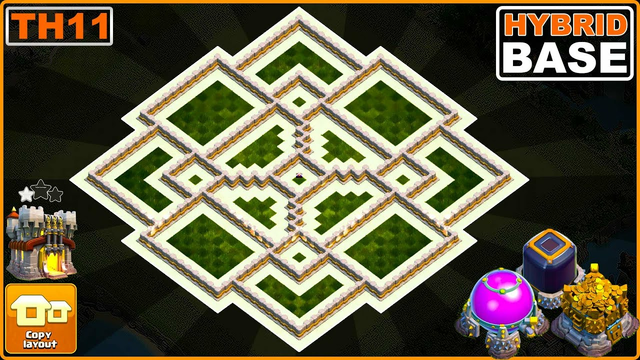 NEW BEST! TH11 Hybrid base 2023 COPY LINK | COC Town Hall 11 Trophy Base