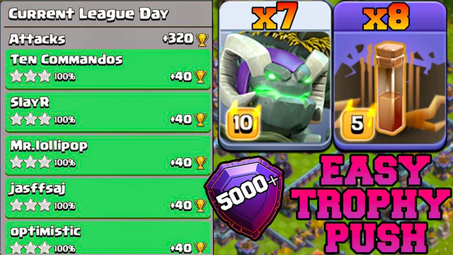 TH15 Trophy Push Attack With Golem & Earthquake Spell !! Th15 Attack Strategy - Clash Of Clans