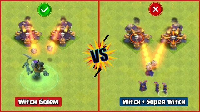 Witch Golem Vs Witch + Super Witch | Clash of Clans