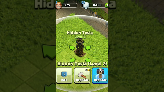 Hidden Tesla Level 1 to Max in Clash of Clans #shorts