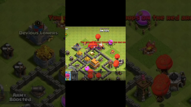 Clash of clans town hall 5 atakk full star with balloons