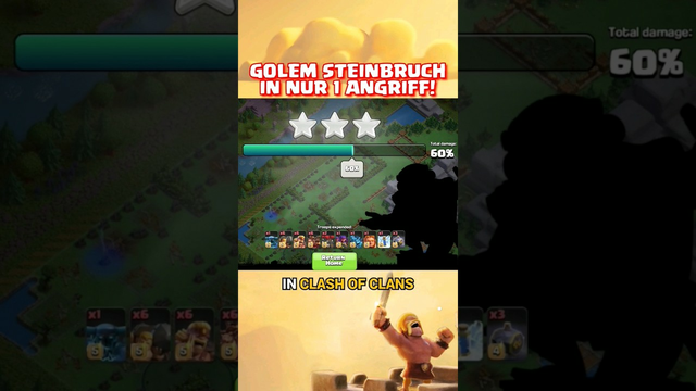 Golem Steinbruch One Hit in Clash of Clans #clashofclans #coc #gaming