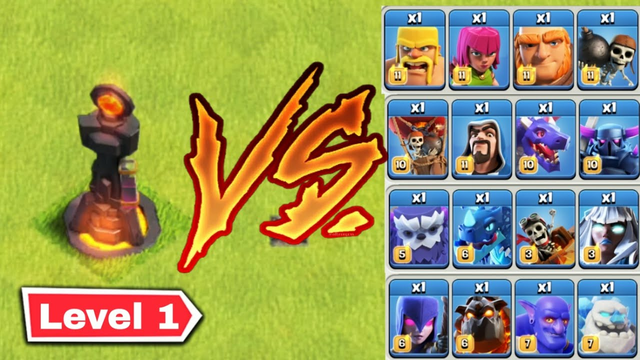*Level 1* Inferno Tower vs All Max Troops - Clash of Clans