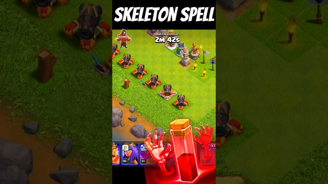 skeleton spell VS cannon || clash of clans || coc || #clashofclans #coc #gameplay #shorts