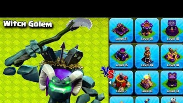 Witch Golem Destroy Every Defense ! - Clash of Clans