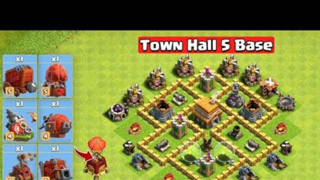 Town hall 5 vs All Siege Machines - Clash Of Clans