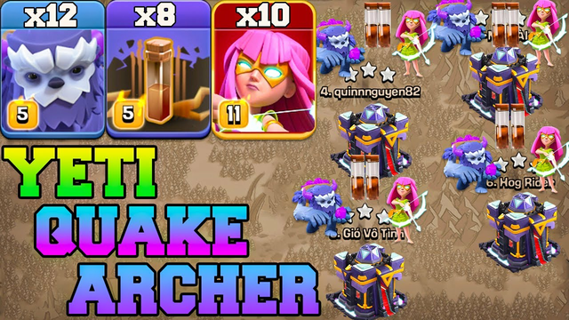 Th15 Yeti Super Archer Attack Strategy With Earthquake Best Th15 Attack Strategy - Clash Of Clans