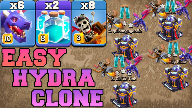 Dragon & Dragon Rider Attack With Clone Spell !! Best HYDRA Attack Strategy Th15 in Clash Of Clans