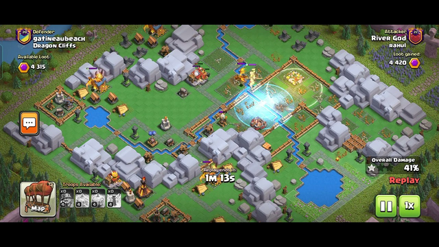 Clash of Clans 1 shot 3* in Dragon cliff with super miner