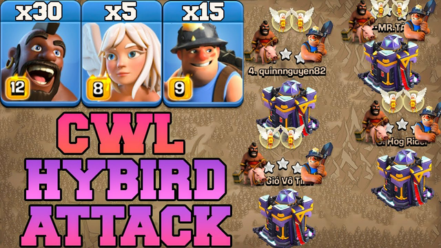 Th15 Hog Miner Hybrid Attack Strategy   Th15 Attack Strategy Clash Of Clans - CWL 2023
