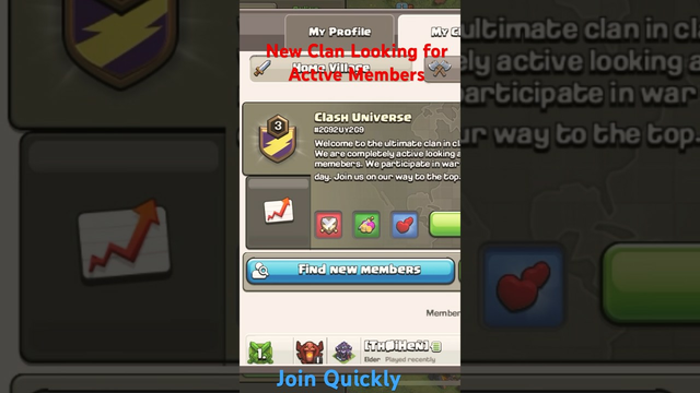 Join New clan in Clash of Clans, need strong and active players! #clashofclans  #shorts #viral