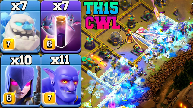 Th15 Ice Golem BoWitch Bat Spell Attack Strategy !! Best Th15 Attack For CWL 2023 - Clash Of Clans