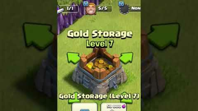 gold storage level 1 to max in clash of clans