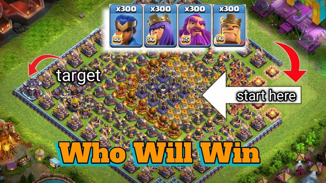 COC - Fantastic Base Defense Formation Vs Every 300 Max Heroes (Clash Of Clans)