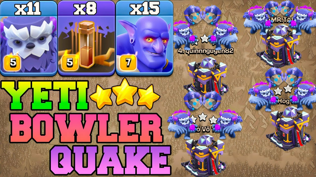 TH15 Yeti Bowler Attack Strategy With Earthquake Spell !! Best Th15 Ground Attack In Clash Of Clans