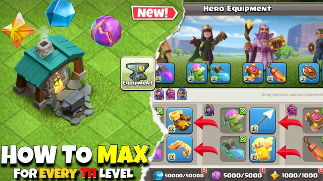 How To Easily Max HERO EQUIPMENT For Every Townhall - coc blacksmith