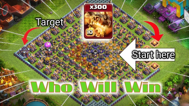 COC - Fantastic Base Defense Formation Vs Every 300 Super Troops(Clash Of Clans)