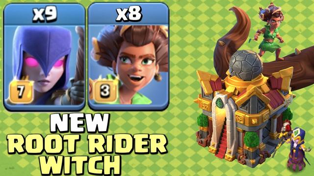 New Th16 Root Rider + Witch 3 Star Attack Strategy - Clash Of Clans