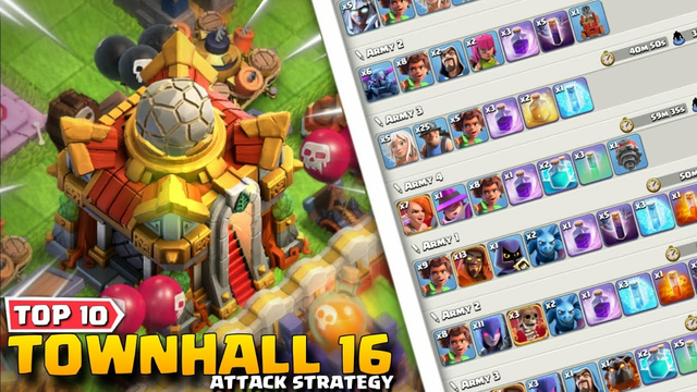 Top 10 Best TH16 Attack Strategy | Town hall 16 Best ROOT RIDER Army in Clash of Clans