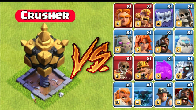 Max Crusher VS All GROUND Troops | Clash Of Clans