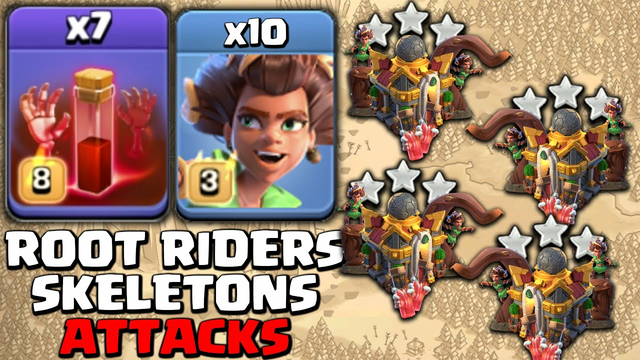 DESTROYING TH16 with ROOT RIDERS! Best ROOT RIDERS Strategy with Skeleton Spells - Coc