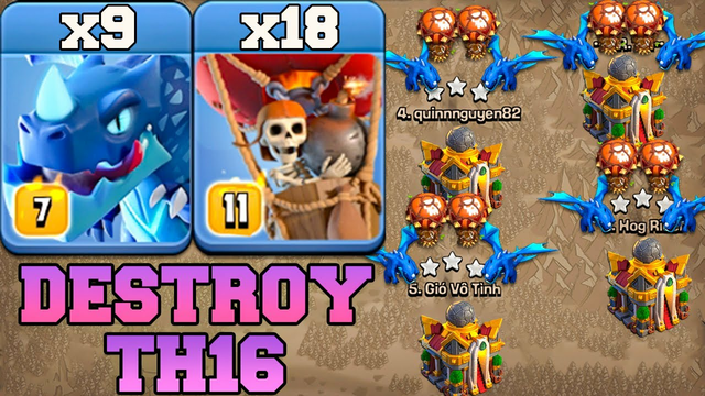 NEW Electro Dragon Attack With Balloon Th16 Guide !! Best Th16 Attack Strategy in Clash of Clans