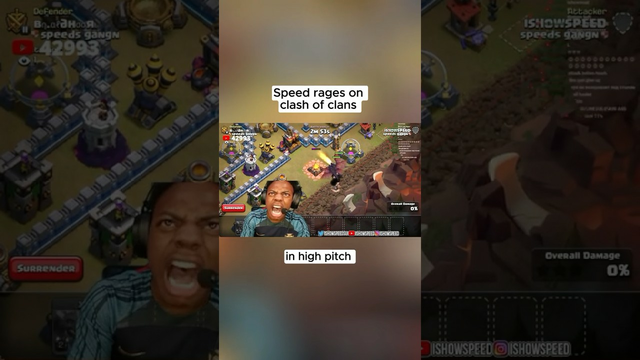 IShowSpeed rage at clash of clans #ishowspeed #viral #clashofclans #shorts