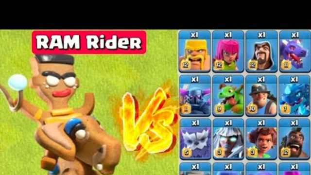 Ram Rider vs All Max Troops - Clash Of Clans
