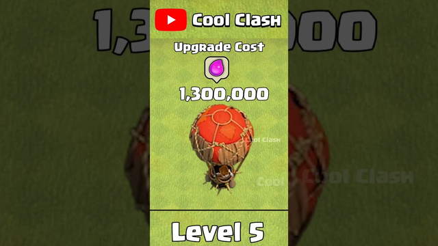 Balloon Upgrade Cost Town Hall 16 - Clash of Clans #coc #cocshorts #clashofclans