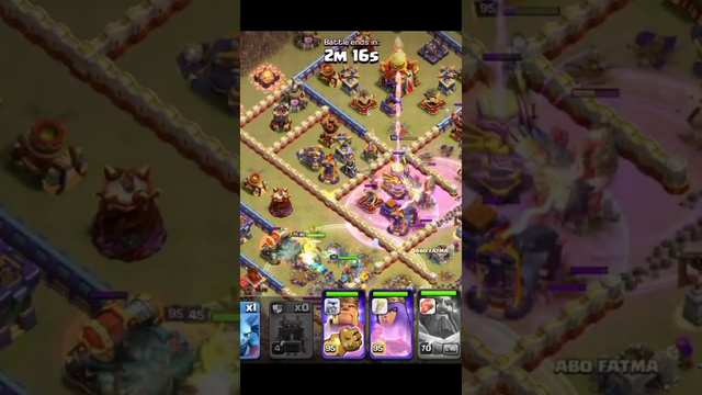 TOWNHALL16 Super Archer Root Rider + Skeleton Spell With Log Launcher #coc #supercell #gaming #short