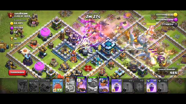 play COC Clash of clan Gameplay Pushing trophies
