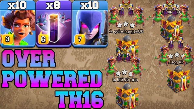 Th16 Attack Strategy With New Root Rider Witch & Bat Spell !! Best Th16 Attack in Clash Of Clans