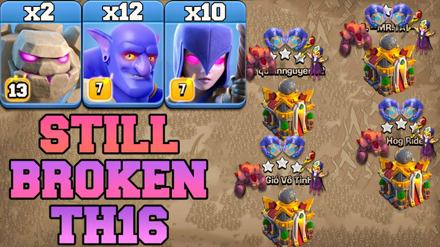 Th16 Golem Witch +Bowler Attacks Strategy !! Clash of Clans Th16 Attack Strategy 2023 - COC