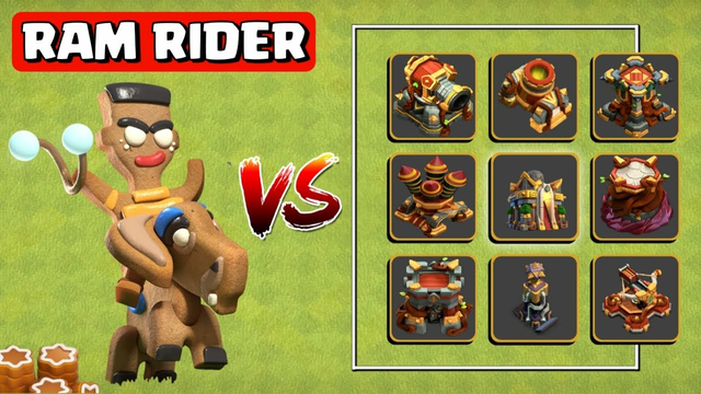 COOKIE Ram Rider vs Every Max Defenses + New Defenses! | Clash of Clans