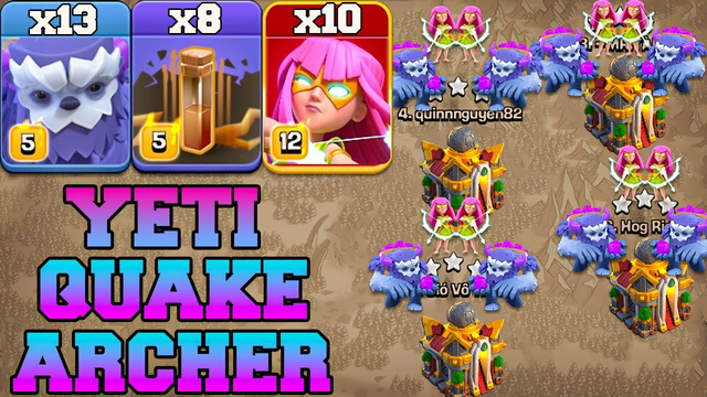 Th16 Yeti Super Archer Attack Strategy With Earthquake Best Th16 Attack Strategy - Clash Of Clans