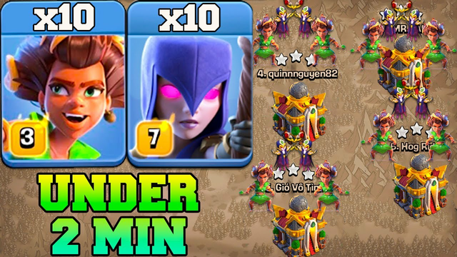 Th16 Attack Strategy Under 2 Min With New Root Rider + Witch !! Best Th16 Attack in Clash Of Clans