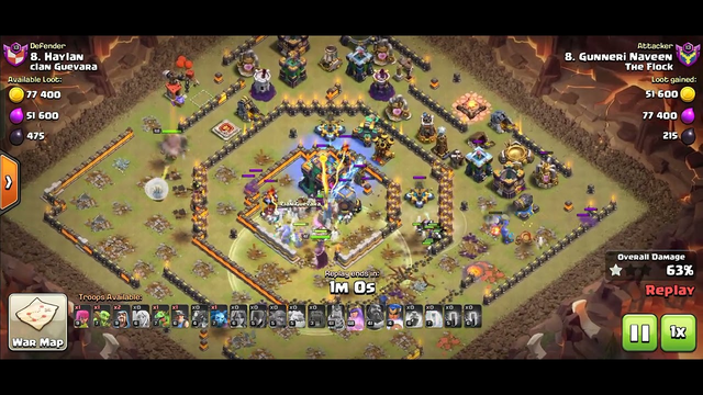 Town Hall 13 vs Town Hall 14 Base : Clash of Clans : 3 Star Clan War League Attack