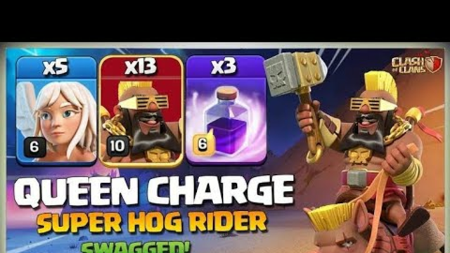TH16 Queen Charge & Super Hog Rider Attack is UNSTOPPABLE! Clash of Clans CWL Attack