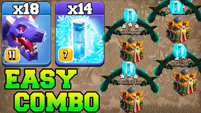 18 Dragon Combo With 14 Freeze Spell !! Best Th16 Attack Stratgey 2024 Clash OF Clans Town Hall 16
