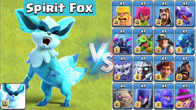 TH16 PET Spirit Fox vs All Troops - Clash of Clans