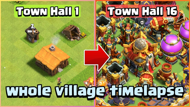 Clash of Clans Epic Timelapse | From TH1 To TH16 in 3 Minutes